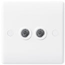 BG 863 Nexus White Moulded Isolated 2-Gang Co-axial Socket - BG - Falcon Electrical UK