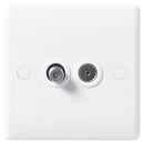 BG 865 Nexus White Moulded 2-Gang Satellite + Co-axial Socket - BG - Falcon Electrical UK