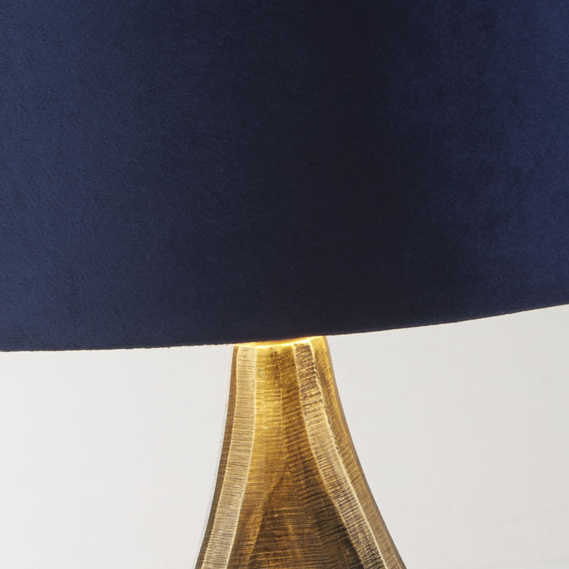 Searchlight 86531AZ Bucklow Table Lamp- Antique Brass Metal & Navy Velvet Shade - Searchlight - Falcon Electrical UK