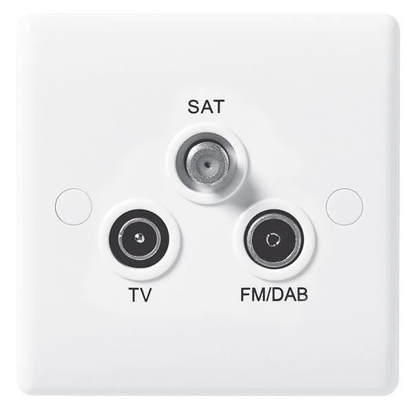 BG 867 Nexus White Moulded Triplex Socket (TV+FM+SAT) - BG - Falcon Electrical UK