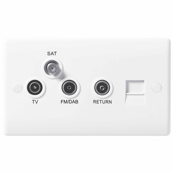 BG 868 Nexus White Moulded 3-Gang Triplex + BT Socket (TV+FM+SAT + Co-axial Return) - BG - Falcon Electrical UK