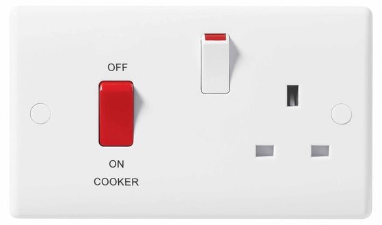 BG 871 White Nexus Moulded 45A Cooker Control Unit With Switched 13A Power Socket - BG - Falcon Electrical UK