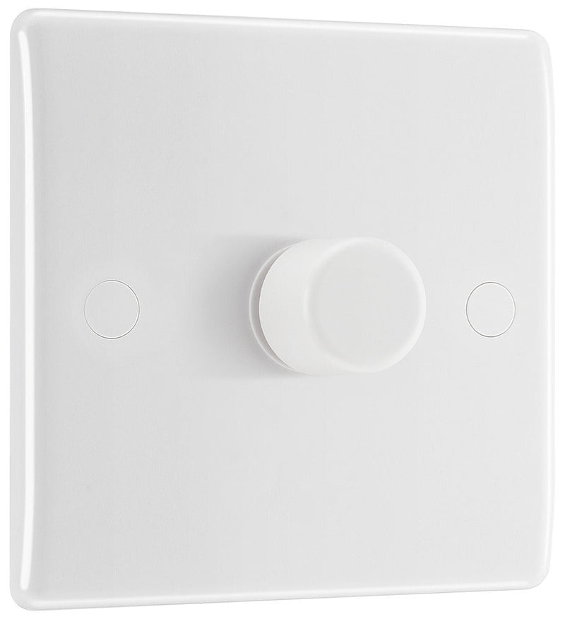 BG 881 Nexus White Moulded Intelligent 400W 1-Gang Dimmer Switch, 2-Way Push On-Off - BG - Falcon Electrical UK