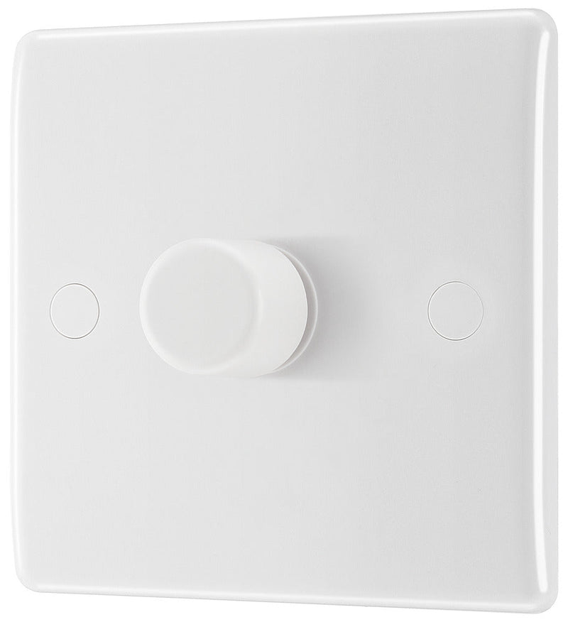 BG 881 Nexus White Moulded Intelligent 400W 1-Gang Dimmer Switch, 2-Way Push On-Off - BG - Falcon Electrical UK