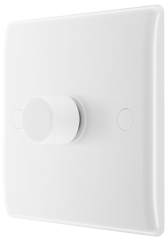 BG 881 Nexus White Moulded Intelligent 400W 1-Gang Dimmer Switch, 2-Way Push On-Off - BG - Falcon Electrical UK