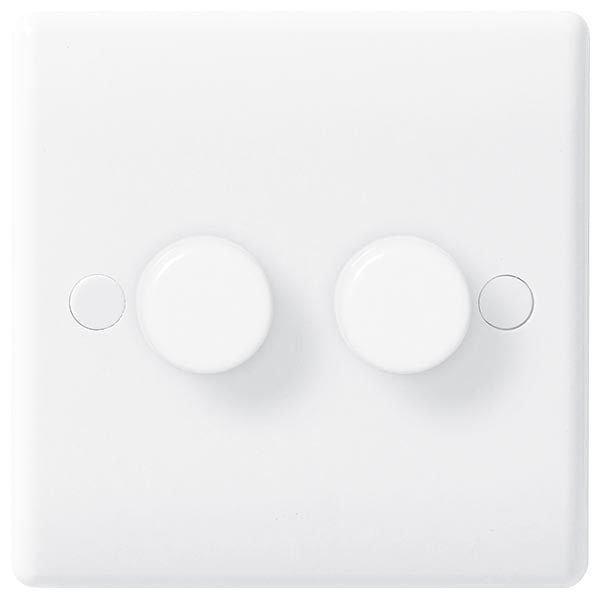 BG 882 Nexus White Moulded Intelligent 400W 2-Gang Dimmer Switch, 2-Way Push On-Off - BG - Falcon Electrical UK