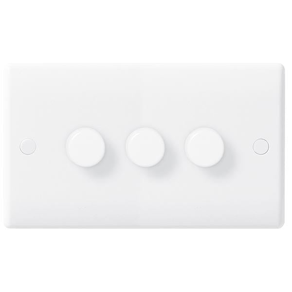 BG 883 Nexus White Moulded Intelligent 400W 3-Gang Dimmer Switch, 2-Way ...