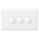 BG 883 Nexus White Moulded Intelligent 400W 3-Gang Dimmer Switch, 2-Way Push On-Off - BG - Falcon Electrical UK
