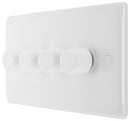 BG 884 Nexus White Moulded Intelligent 400W 4-Gang Dimmer Switch, 2-Way Push On-Off - BG - Falcon Electrical UK