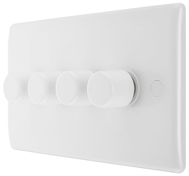 BG 884 Nexus White Moulded Intelligent 400W 4-Gang Dimmer Switch, 2-Way Push On-Off - BG - Falcon Electrical UK