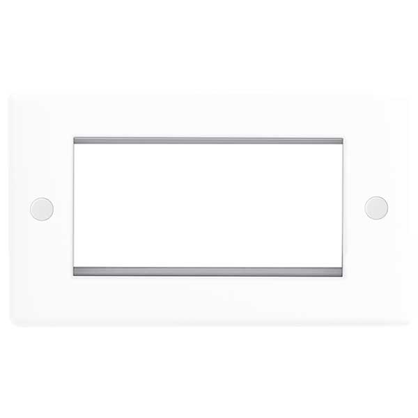 BG 8EMR4 Nexus White Moulded 4 Module 2 Gang Front Plate - BG - Falcon Electrical UK