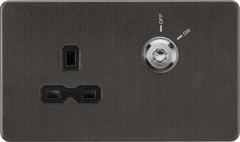 Knightsbridge MLA SFR9LOCKSB 13A 1G DP Lockable socket - Smoked Bronze with black insert - Knightsbridge MLA - Falcon Electrical UK