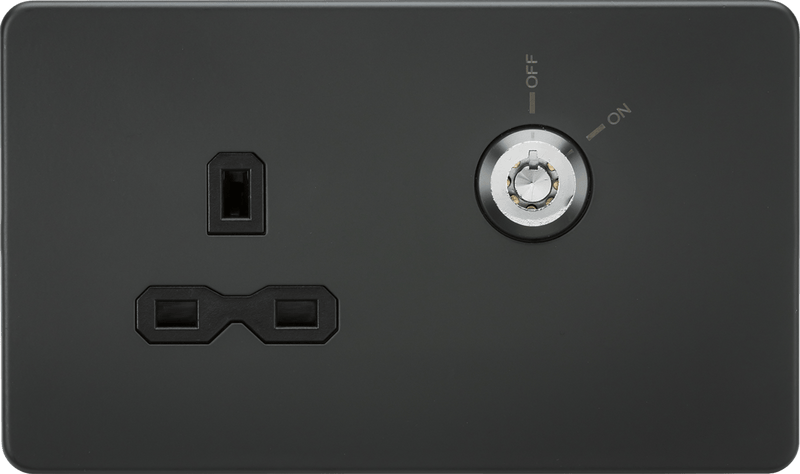 Knightsbridge MLA SFR9LOCKAT 13A 1G DP Lockable socket - Anthracite with black insert - Knightsbridge MLA - Falcon Electrical UK