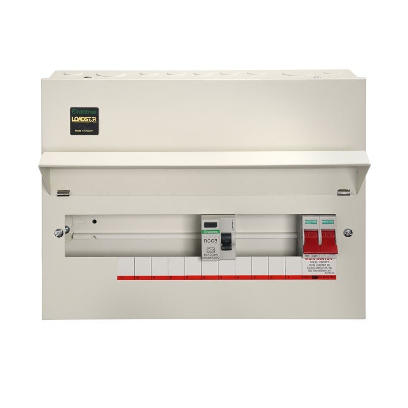 Crabtree 18MRSL12 12 Way Split Load Consumer Unit 100A Main Switch, 80A 30mA RCD, Flexible Configuration - Crabtree - Falcon Electrical UK