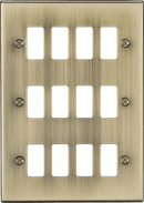 Knightsbridge MLA GDCS12AB 12G grid faceplate - antique brass - Knightsbridge MLA - Falcon Electrical UK