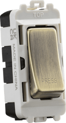 Knightsbridge MLA GDM006AB 20AX 2 way retractive SP module (marked PRESS) - antique brass - Knightsbridge MLA - Falcon Electrical UK