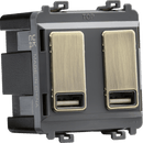 Knightsbridge MLA GDM016AB Dual USB charger module (2 x grid positions) 5V 2.4A (shared) - antique brass - Knightsbridge MLA - Falcon Electrical UK