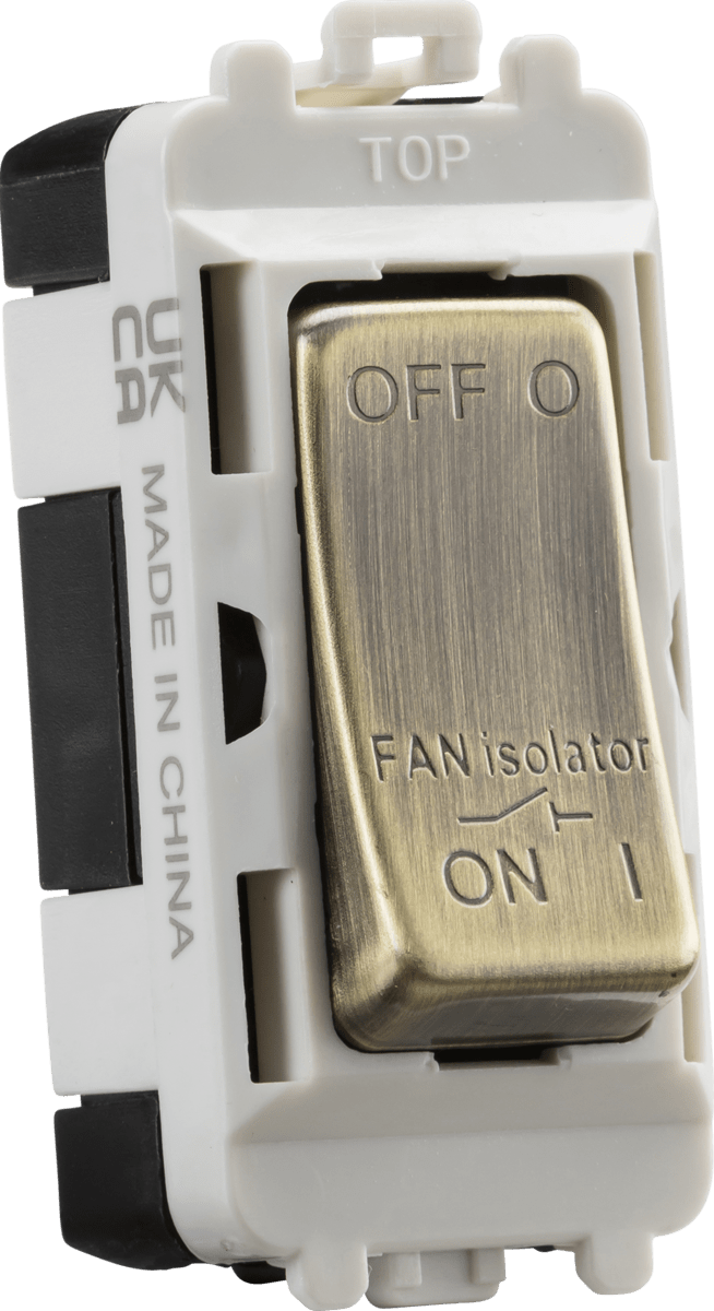 Knightsbridge MLA GDM020AB 10A Fan Isolator Module - antique brass - Knightsbridge MLA - Falcon Electrical UK