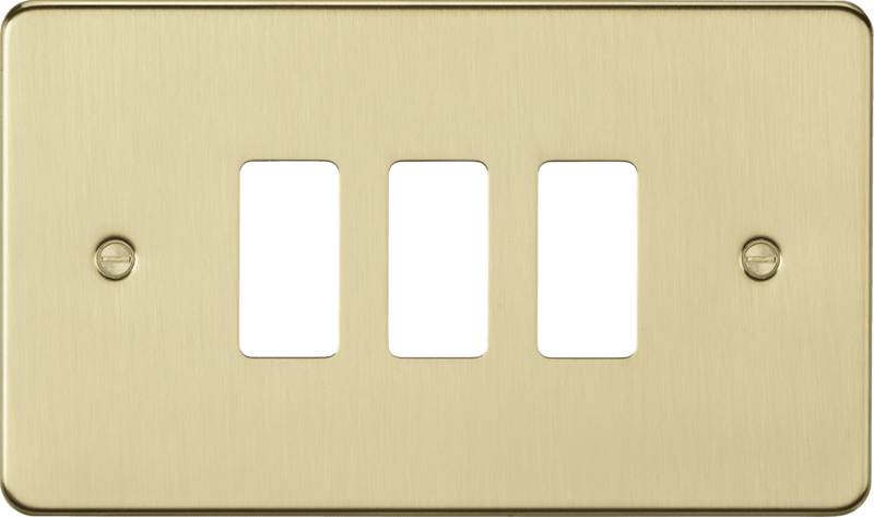 Knightsbridge MLA GDFP003BB 3G grid faceplate - brushed brass - Knightsbridge MLA - Falcon Electrical UK