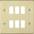 Knightsbridge MLA GDFP006BB 6G grid faceplate - brushed brass - Knightsbridge MLA - Falcon Electrical UK