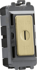 Knightsbridge MLA GDM007BB 20AX 2 way SP key module (marked EMG LTG TEST) - brushed brass - Knightsbridge MLA - Falcon Electrical UK