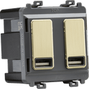 Knightsbridge MLA GDM016BB Dual USB charger module (2 x grid positions) 5V 2.4A (shared) - brushed brass - Knightsbridge MLA - Falcon Electrical UK