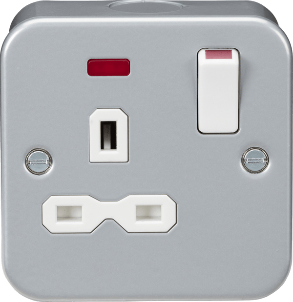 Knightsbridge MLA MR7000N Metal Clad 13A 1G DP switched socket with neon - Knightsbridge MLA - Falcon Electrical UK