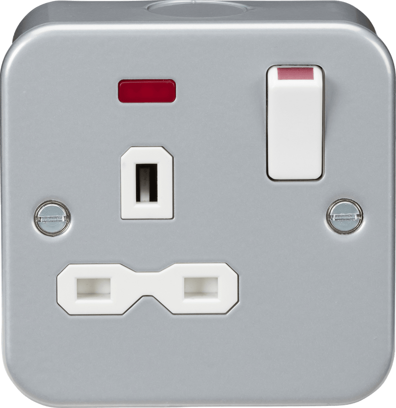 Knightsbridge MLA MR7000N Metal Clad 13A 1G DP switched socket with neon - Knightsbridge MLA - Falcon Electrical UK