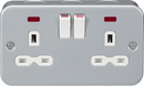 Knightsbridge MLA MR9000N Metal Clad 13A 2G DP switched socket with neon - Knightsbridge MLA - Falcon Electrical UK