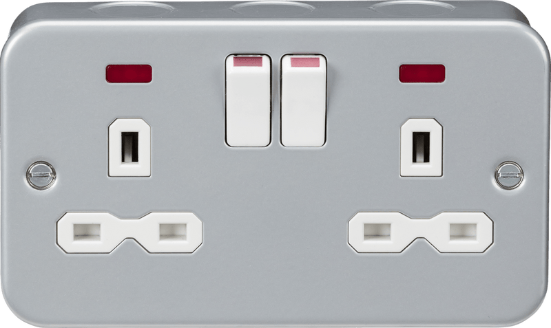 Knightsbridge MLA MR9000N Metal Clad 13A 2G DP switched socket with neon - Knightsbridge MLA - Falcon Electrical UK