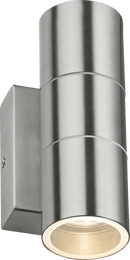 Knightsbridge MLA OWALL2BCP 230V IP54 GU10 Up and Down Wall Light with Photocell Sensor - Brushed Chrome - Knightsbridge MLA - Falcon Electrical UK