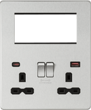 Knightsbridge MLA SFR994BC Screwless Small Multimedia Combination Plate with FASTCHARGE - Brushed Chrome - Knightsbridge MLA - Falcon Electrical UK