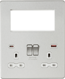 Knightsbridge MLA SFR994BCW Screwless Small Multimedia Combination Plate with FASTCHARGE - Brushed Chrome - Knightsbridge MLA - Falcon Electrical UK