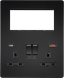 Knightsbridge MLA SFR994MBB Screwless Small Multimedia Combination Plate with FASTCHARGE - Matt Black - Knightsbridge MLA - Falcon Electrical UK