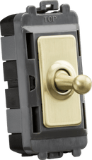 Knightsbridge MLA GDM05TOGBB 20AX Intermediate Grid Toggle Switch - brushed brass - Knightsbridge MLA - Falcon Electrical UK