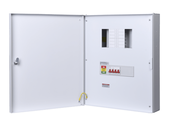 Danson E-TM4504 DANSON 4 WAY 3P+N B TYPE METAL DISTRIBUTION BOARD WITH 125A MAIN SWITCH INCOMER - Danson - Falcon Electrical UK