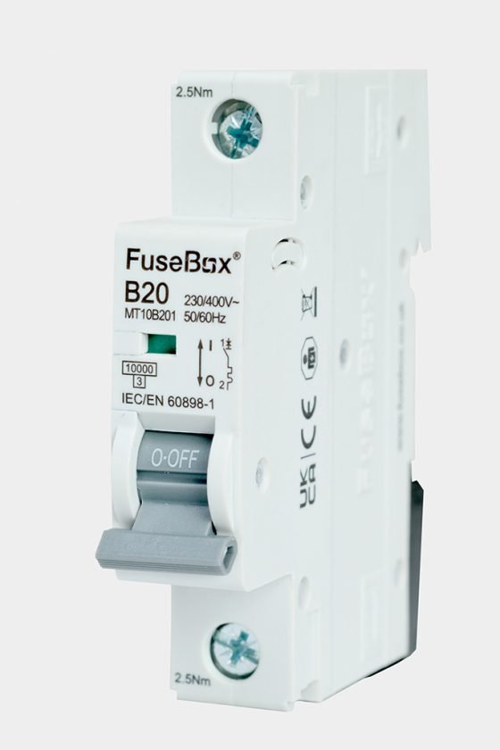 Fusebox MT10B201 3 Phase, MCB, Single Pole 20A 10kA,Curve B - Fusebox - Falcon Electrical UK