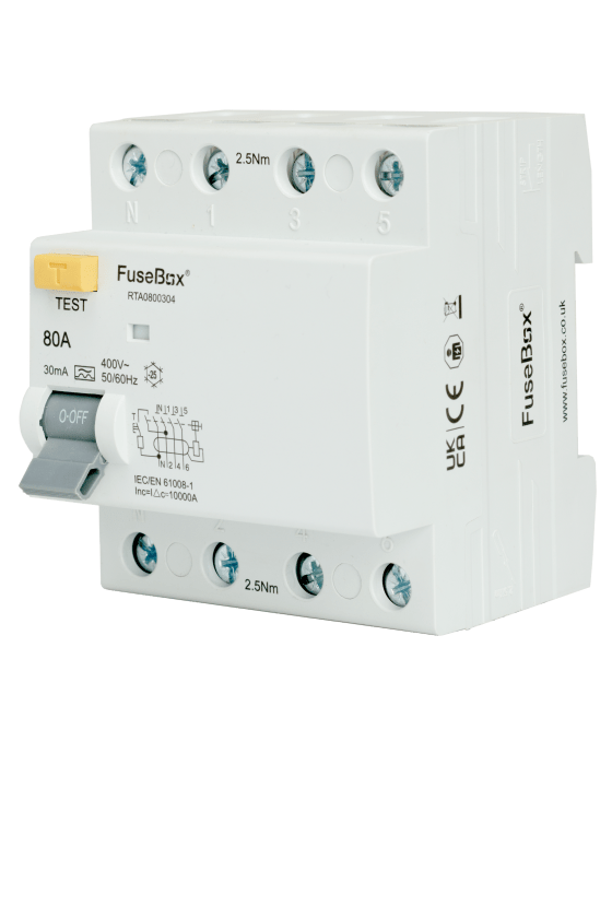 Fusebox RTA0800304 3 Phase, RCD, 80A 30mA, 4P, Type A - Fusebox - Falcon Electrical UK