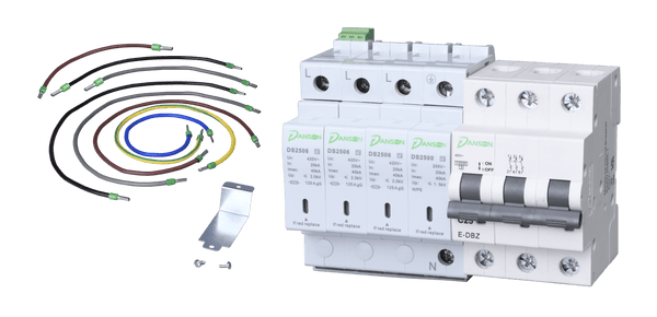 Danson SPDKIT3C 125A T2 SURGE PROTECTION DEVICE KIT USE WITH 3P INCOMER INCLUDE DSY253N6R, 3P MCB,CONNECTION CABLES EARTH LINK AND SUPPORT BRKT - Danson - Falcon Electrical UK