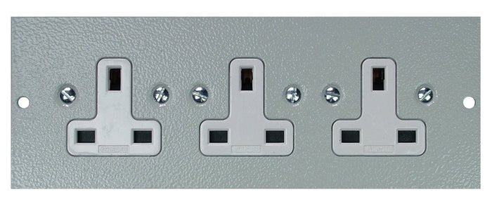 Tass ST0405 Triple Unswitched Sockets Plate - Tass - Falcon Electrical UK