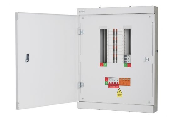 Fusebox TPN07FBX Three Phase 7 way T2 SPD 125A, TPN Distribution Board, 4P Main Switch - Fusebox - Falcon Electrical UK