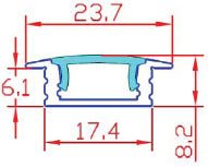 A2507 3m Length, Recessed Aluminium Profile for LED Strip Light - Mixed Supply - Falcon Electrical UK