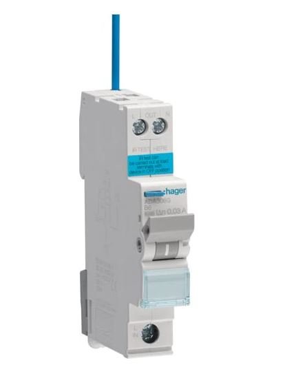 Hager ADA306G 6A, 1-Pole, 6kA B-Curve RCBO - Hager - Falcon Electrical UK