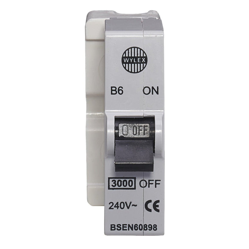 Wylex B06 6A, 6kA, Single Pole Type B MCB - Wylex - Falcon Electrical UK