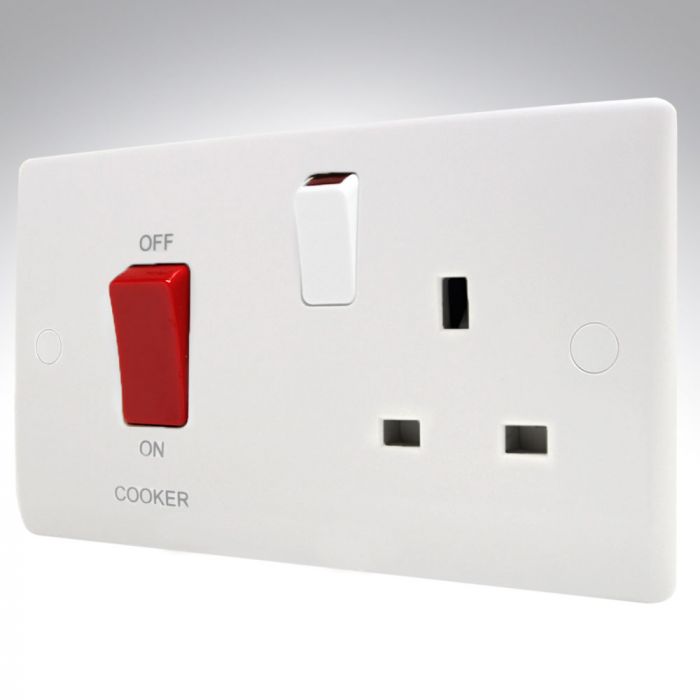 BG 871 White Nexus Moulded 45A Cooker Control Unit With Switched 13A Power Socket - BG - Falcon Electrical UK
