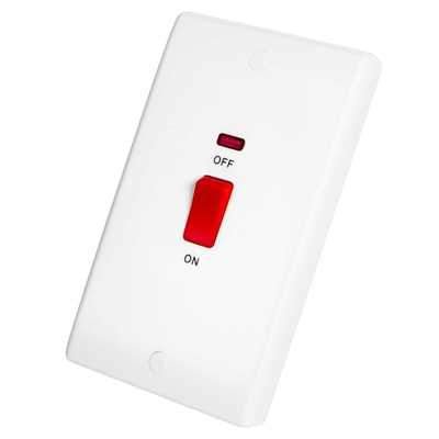 BG 872 White Nexus Moulded 45A Rectangular Cooker Control Unit With Neon - BG - Falcon Electrical UK