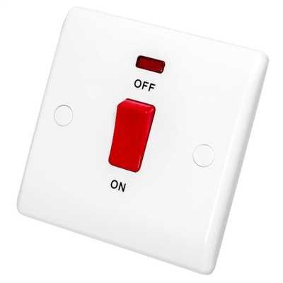 BG 874 White Nexus Moulded 45A Square Cooker Control Unit with Neon - BG - Falcon Electrical UK