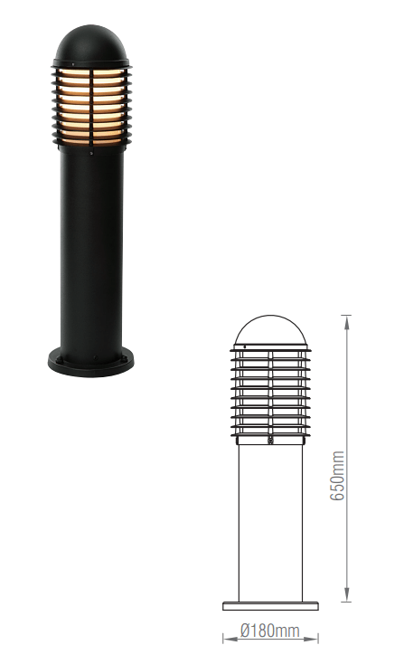 Saxby CH201E27BK 60W Louvre Post Light - Saxby - Falcon Electrical UK