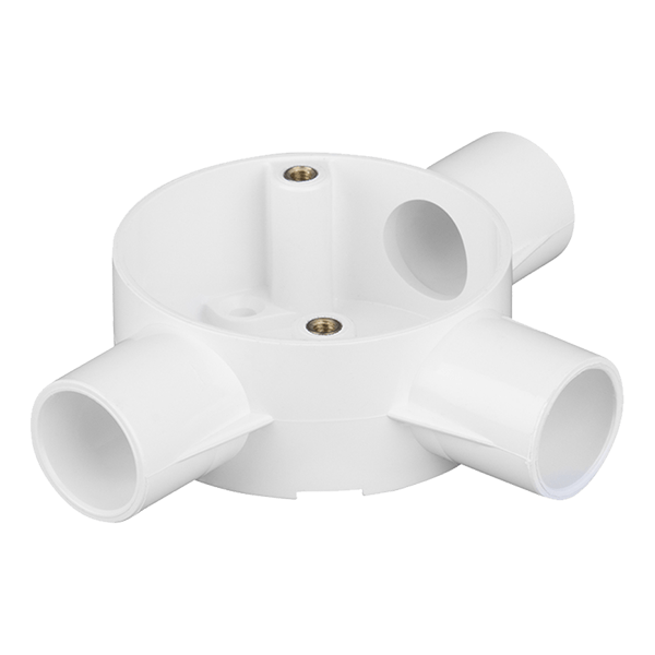 3-Way Round Tee Terminal Box for 20mm Conduit - CJB203WTWH - Mixed Supply - Falcon Electrical UK
