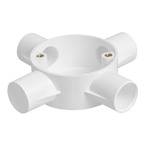 4-Way Round Intersection Terminal Box for 20mm Conduit - CJB204WTWH - Mixed Supply - Falcon Electrical UK